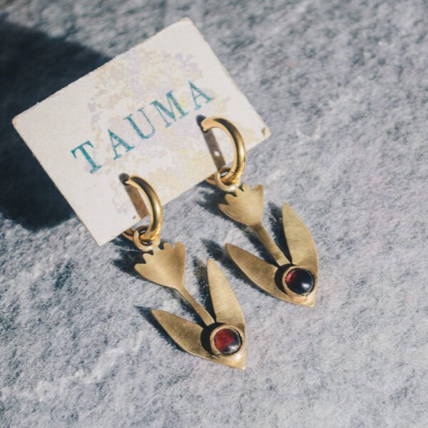 Arracadas tulipan + granate
