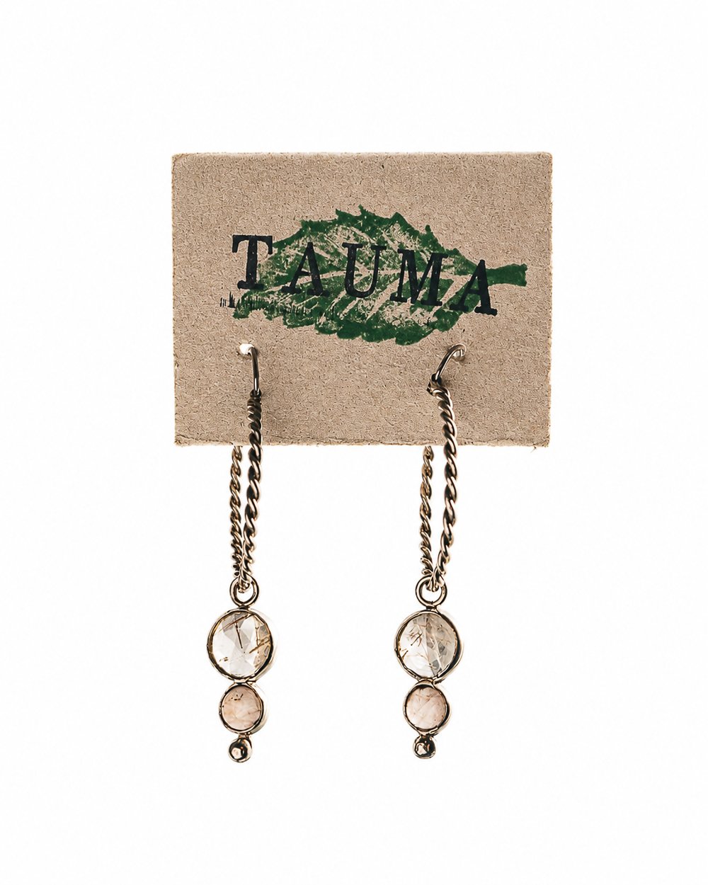 arraacdas plata con cuarzo rutilado y cuarzo rosa aretes artesanales