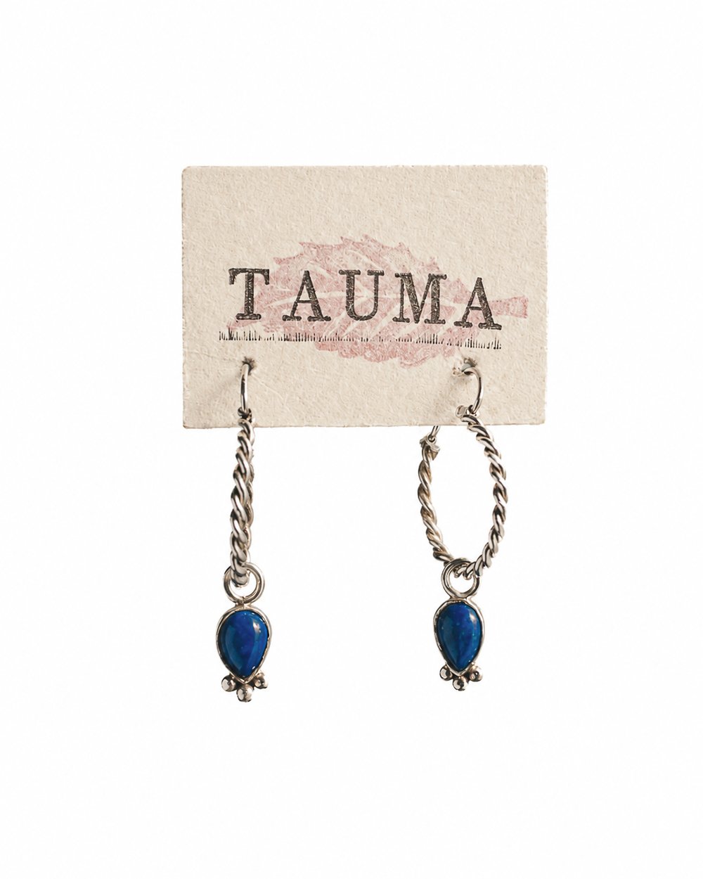 arraacdas en plata entorchadas con lapislazuli