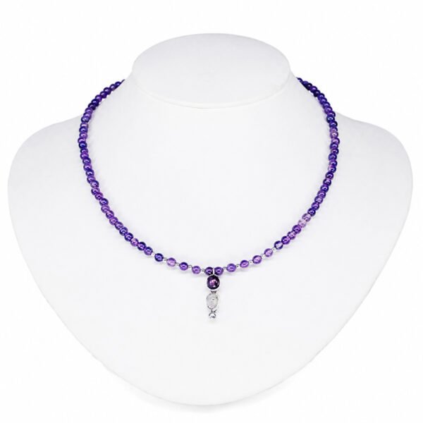 collar cuentas de amatistas con piedras naturales piedra luna y granate
